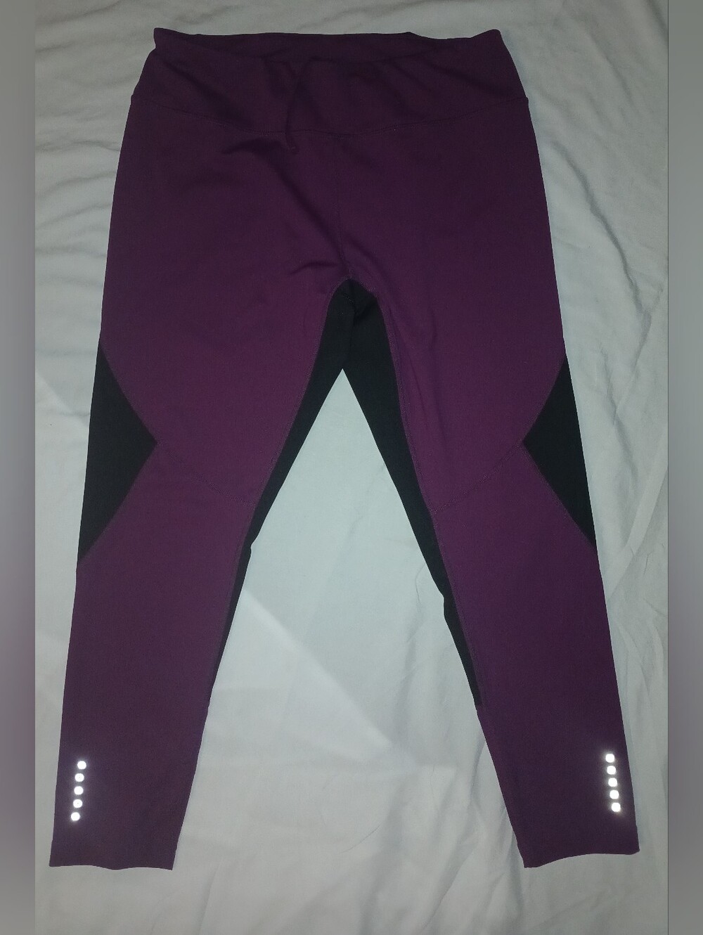 Women's Plum Athletic Leggings with Black Panels